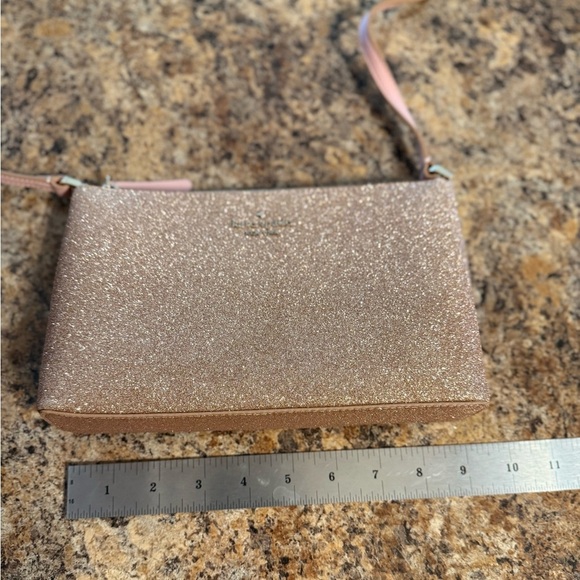 Kate Spade Pink and Gold Glitter Spacious Crossbody Bag With Silver Hardware - Picture 8 of 14